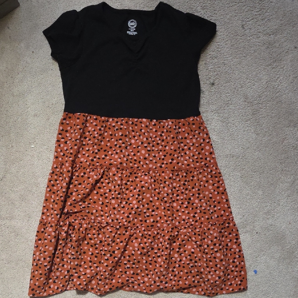 Wonder Nation Black and Orange Polka Dot Casual Dress